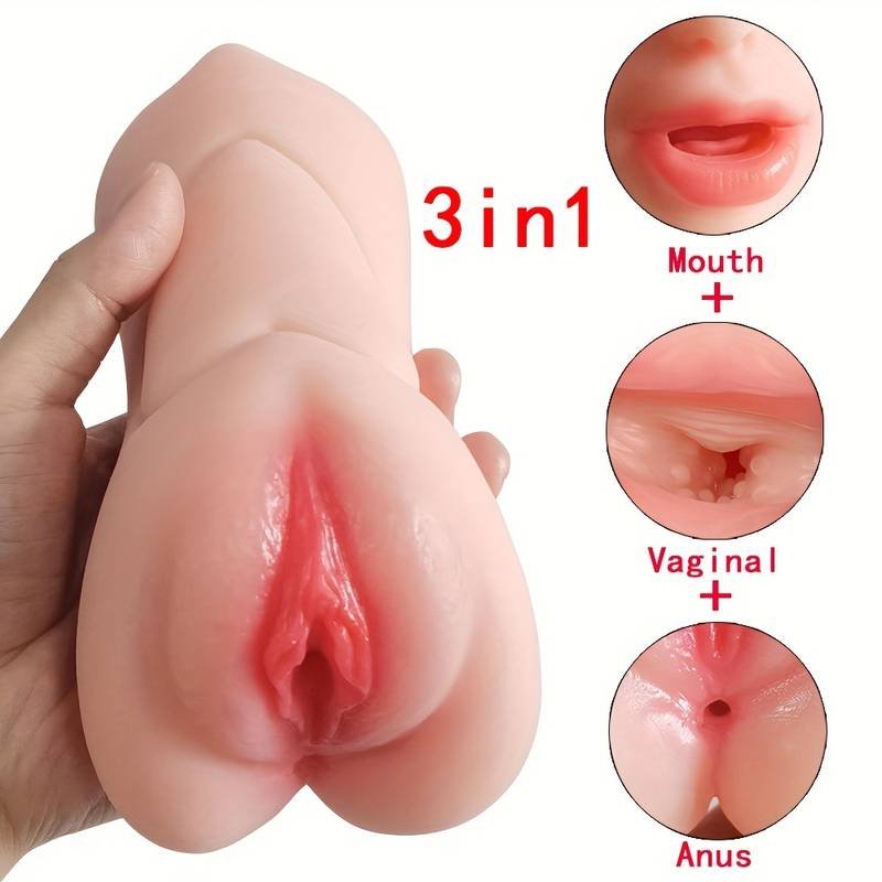 Pocket Pussy - 1-in-3 Realistic Oral Vagina Anal Pocket Pussy Men Masturbator 1 1-in-3 Realistic Oral Vagina Anal Pocket Pussy Men Masturbator