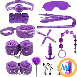 14 Pieces BDSM Bondage Restraint Kit - Purple