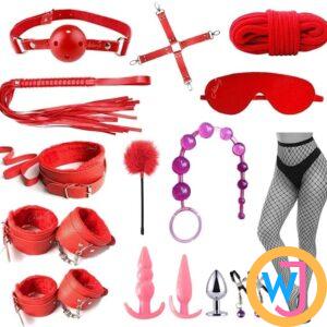 BDSM Bondage Set 15 Pieces Combo Pack Red