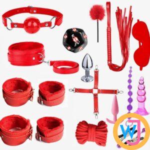 15 Pic. BDSM Restraints Set Red