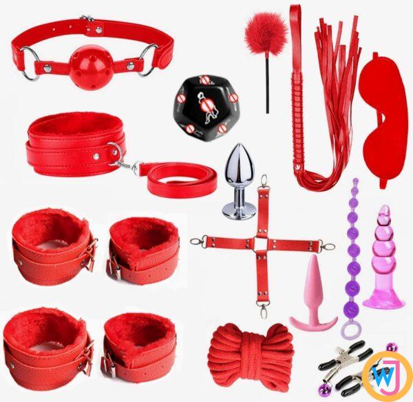 15 Pic. BDSM Restraints Set Red