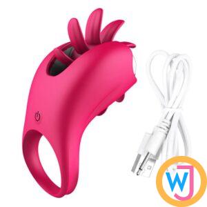 Penis Ring 2 In 1 Vibrating Tongue Licking USB Charging