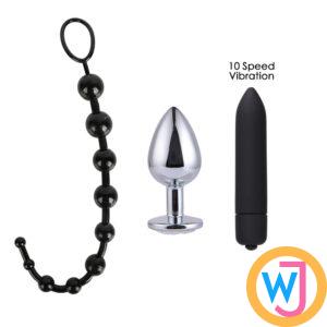 3 Pieces Anal Toys Set Black