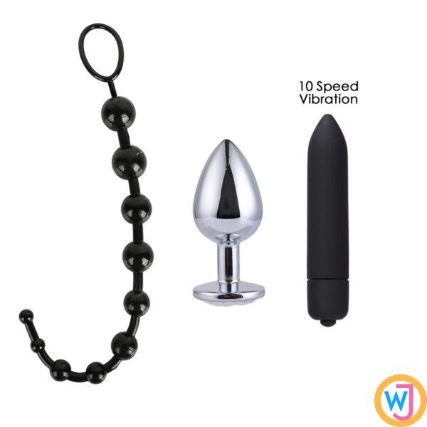 3 Pieces Anal Toys Set Black