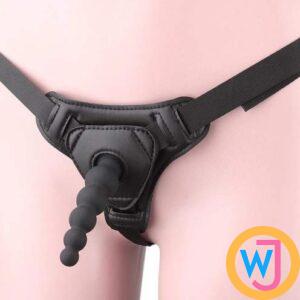 4 inches Black Anal Beaded Strap On