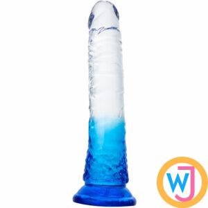 8 Inches Realistic Jelly Dildo Blue Transparent color With Suction Cup