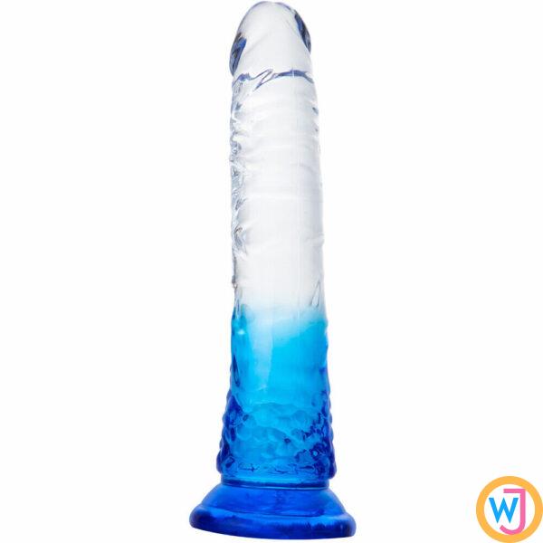 8 Inches Realistic Jelly Dildo Blue Transparent color With Suction Cup