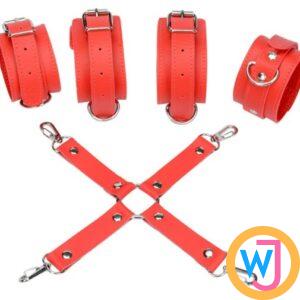 Fetish Slave Handcuffs Ankle Cuffs - BDSM Sex Bondage Restraint Bondage Fetish Slave Handcuffs Ankle Cuffs For Couples | Red 3 BDSM Sex Bondage Restraint Bondage Fetish Slave Handcuffs Ankle Cuffs For Couples