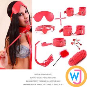 BDSM Sex Bondage Restraint Kit 10 Pieces -Red