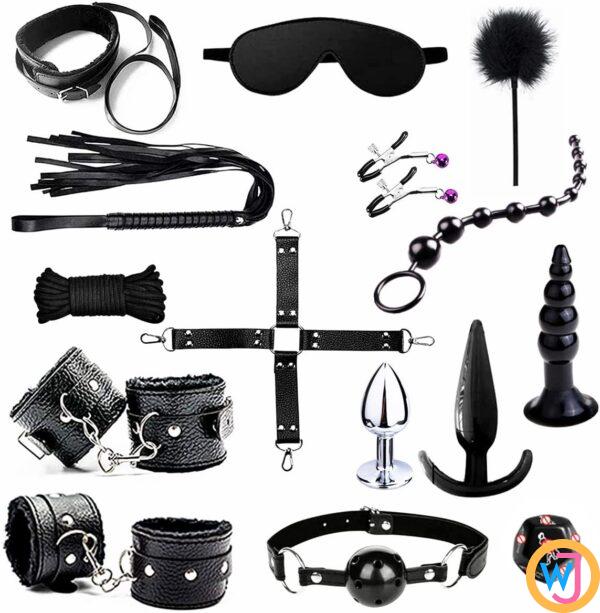 Beginners SM Adult Game BDSM Restraints Sex Toys 15 Pcs Bondage Kit Black