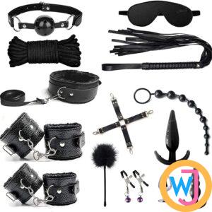 BDSM Bondage Restraint Kit - Black 14 Pieces BDSM Bondage Restraint Kit 2 Black 14 Pieces BDSM Bondage Restraint Kit