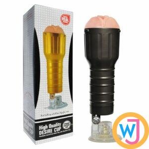 Black Flashlight Style Male Artificial Vagina With Attached Suction Cup Hands Free