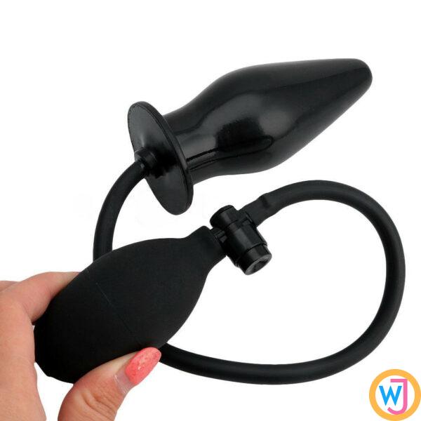 Black Inflatable Air Filling Anal Butt Plug With Pump For Men And Women