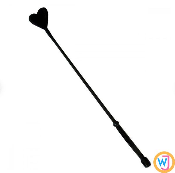 Black Stick with Black Heart Tip Luxury BDSM Spank Paddle