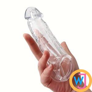 Clear Penis Extender Sleeve with Ball Loop