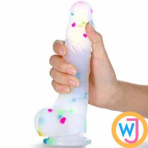 Confetti Colour White Jelly Soft Dildo For Women