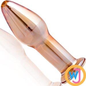 Gold crystal pyrex glass Anal butt plug For Unisex