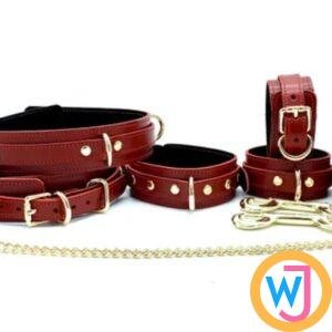 7 Piece Bondage Set Leather - Hand Made 7 Piece Bondage Set Leather BDSM Restraints for Submissive-Tango Red 2 Hand Made 7 Piece Bondage Set Leather BDSM Restraints for Submissive-Tango Red