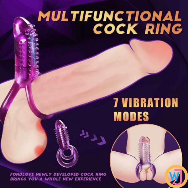 Multi Functional Penis Vibrating Ring Purple