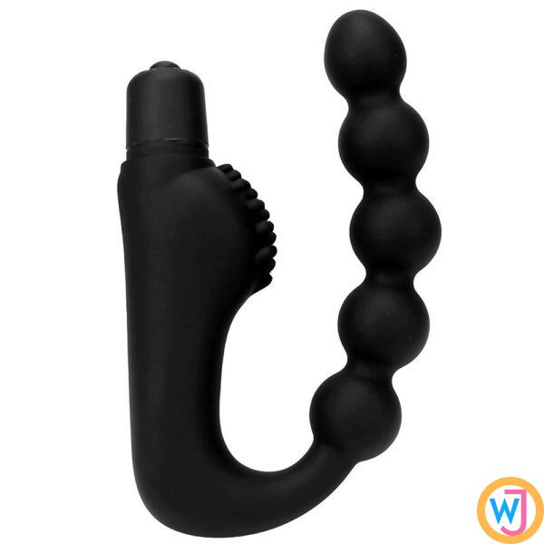 Nato Black Beaded Prostate Massager With Vibration For Men