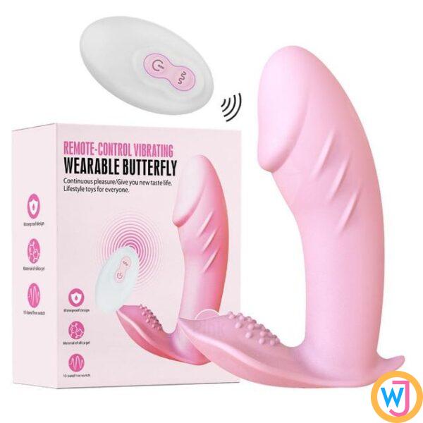 Pink Remote Control Wireless Thrusting Dildo Vibrators Panties for Women