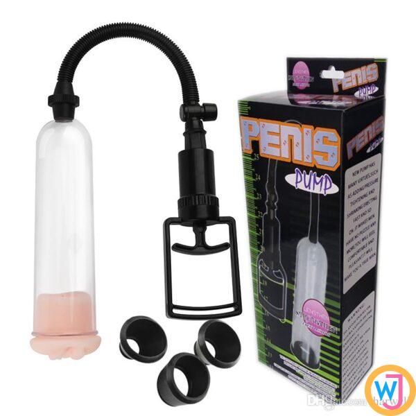 Plastic penis pump With realistic vagina masturbator