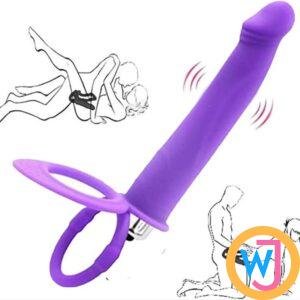 Purple Vibration Anal Dildo With Ring Double Penetration