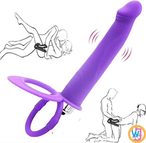 Purple Vibration Anal Dildo With Ring Double Penetration