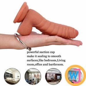 Realistic Flesh Dragon Ribbed Dildo 7.08 Inches