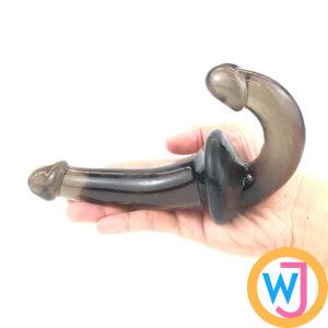 Strapless Black Jelly Dildo Double Ended Anal Vagina Lesbian Sex Fun Toy