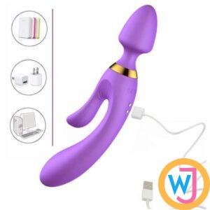 USB Charging Silicone Anal Vibrator AV Magic Wand Dildo G Spot Massager Purple